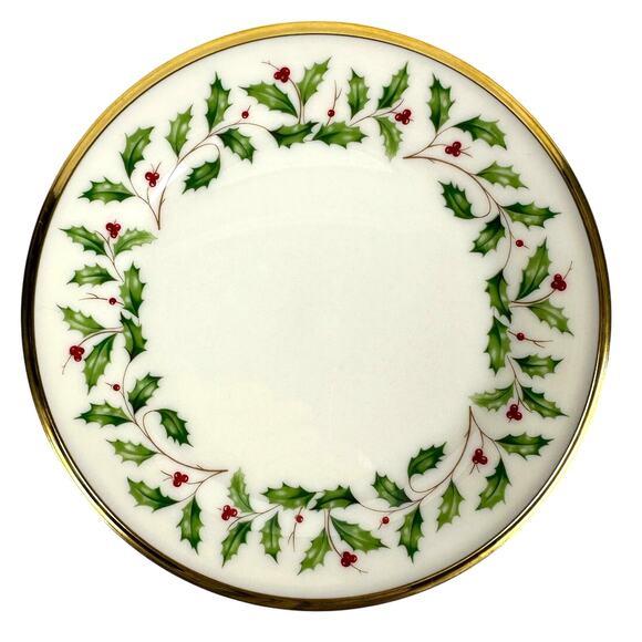 Lenox Holiday Dimension Holly Berries Gold Rim 6 3/8" Bread and Butter Plate - Picture 1 of 7